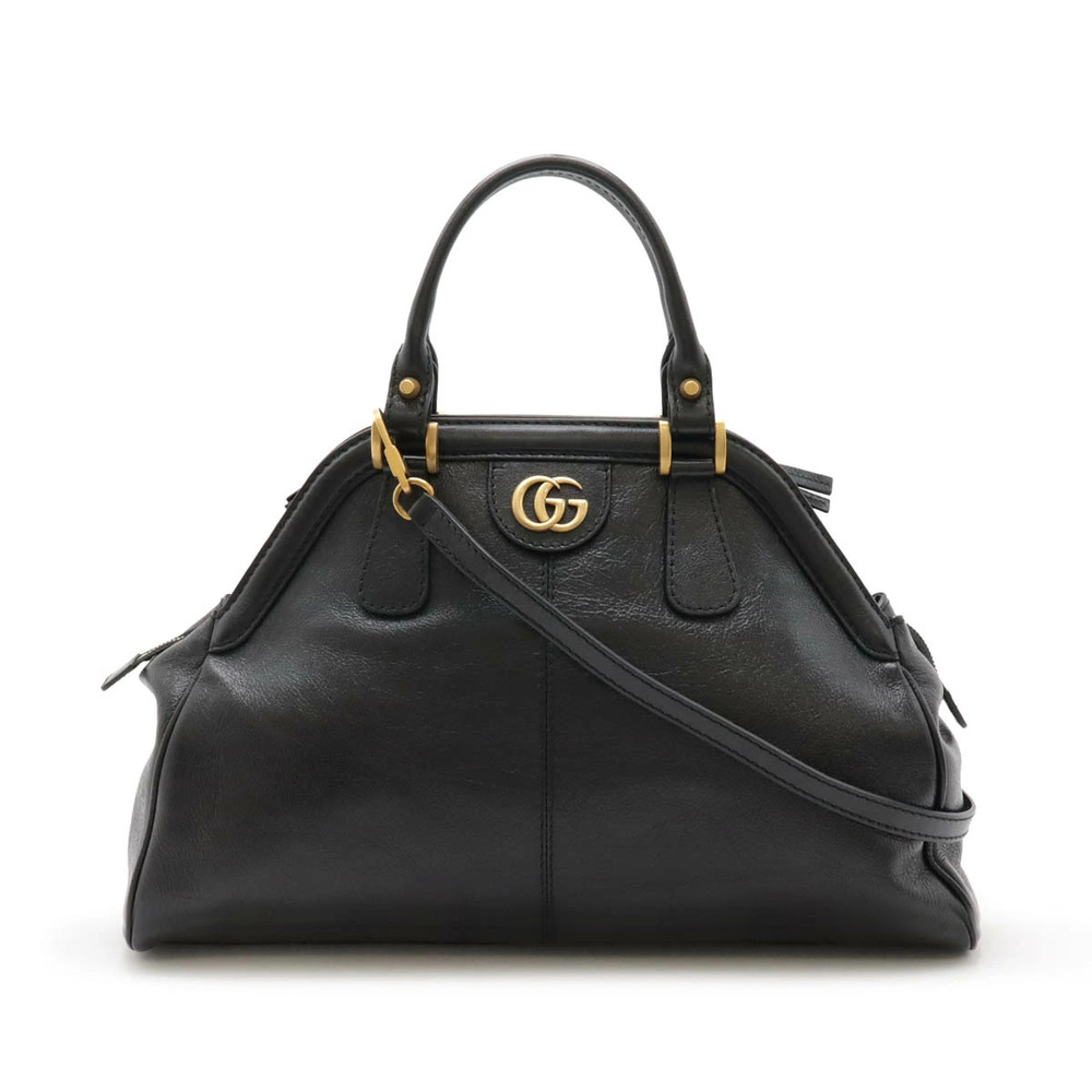 Gucci Rebel Top Handle 2way Shoulder Bag Leather Black